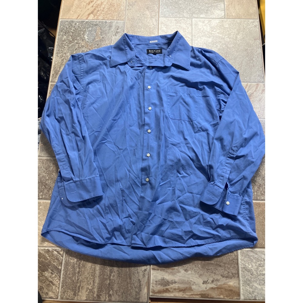 BERGAMO NEW YORK Blue Long Sleeve Button Up Dress Shirt Men's‎ 2XL 16 16 1/2